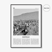 Danville Print Black and White Vermont, Danville Wall Art, Danville Poster, Danville Photo, Danville Wall Décor, Danville Map, Vermont, USA