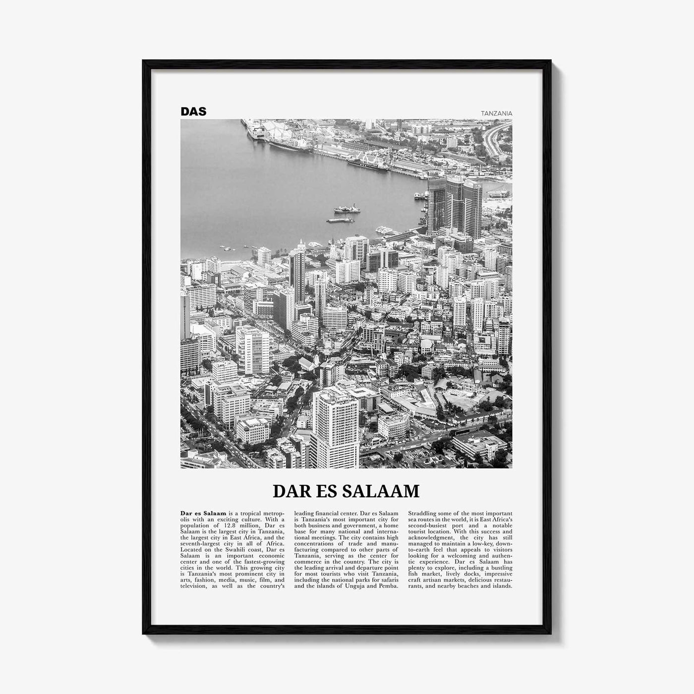 Dar es Salaam Print Black and White, Dar es Salaam Wall Art, Dar es Salaam Poster, Dar es Salaam Photo, Tanzania, Mzizima, Africa