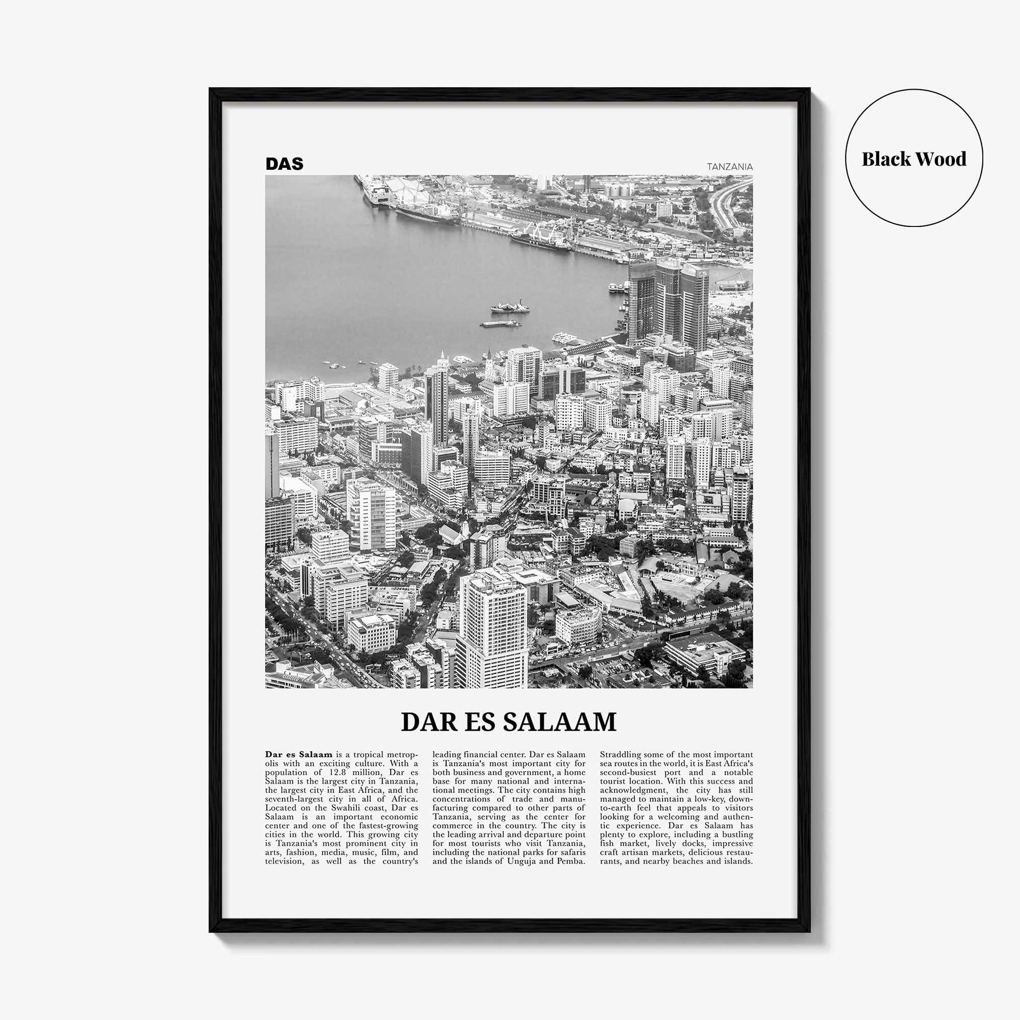 Dar es Salaam Print Black and White, Dar es Salaam Wall Art, Dar es Salaam Poster, Dar es Salaam Photo, Tanzania, Mzizima, Africa