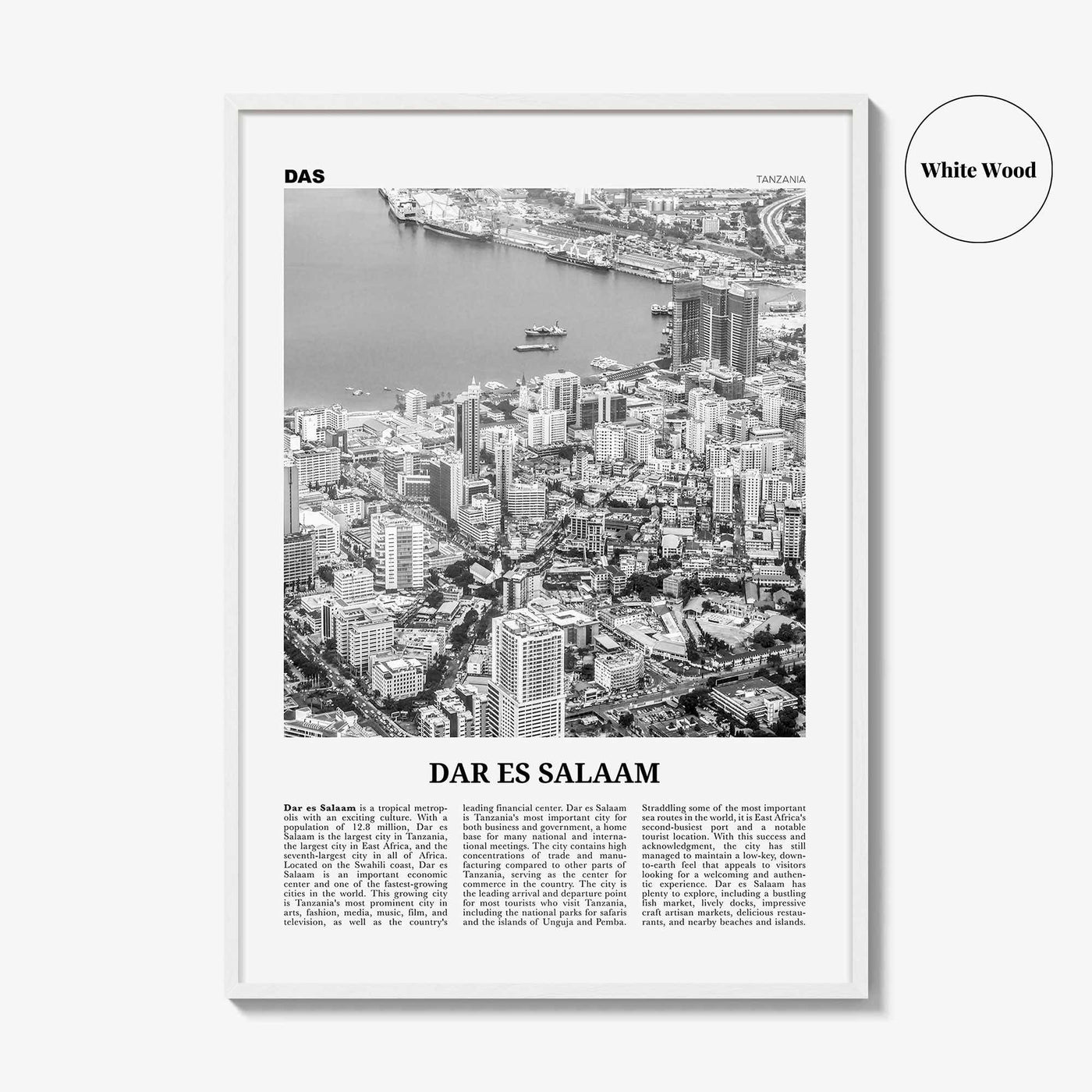 Dar es Salaam Print Black and White, Dar es Salaam Wall Art, Dar es Salaam Poster, Dar es Salaam Photo, Tanzania, Mzizima, Africa