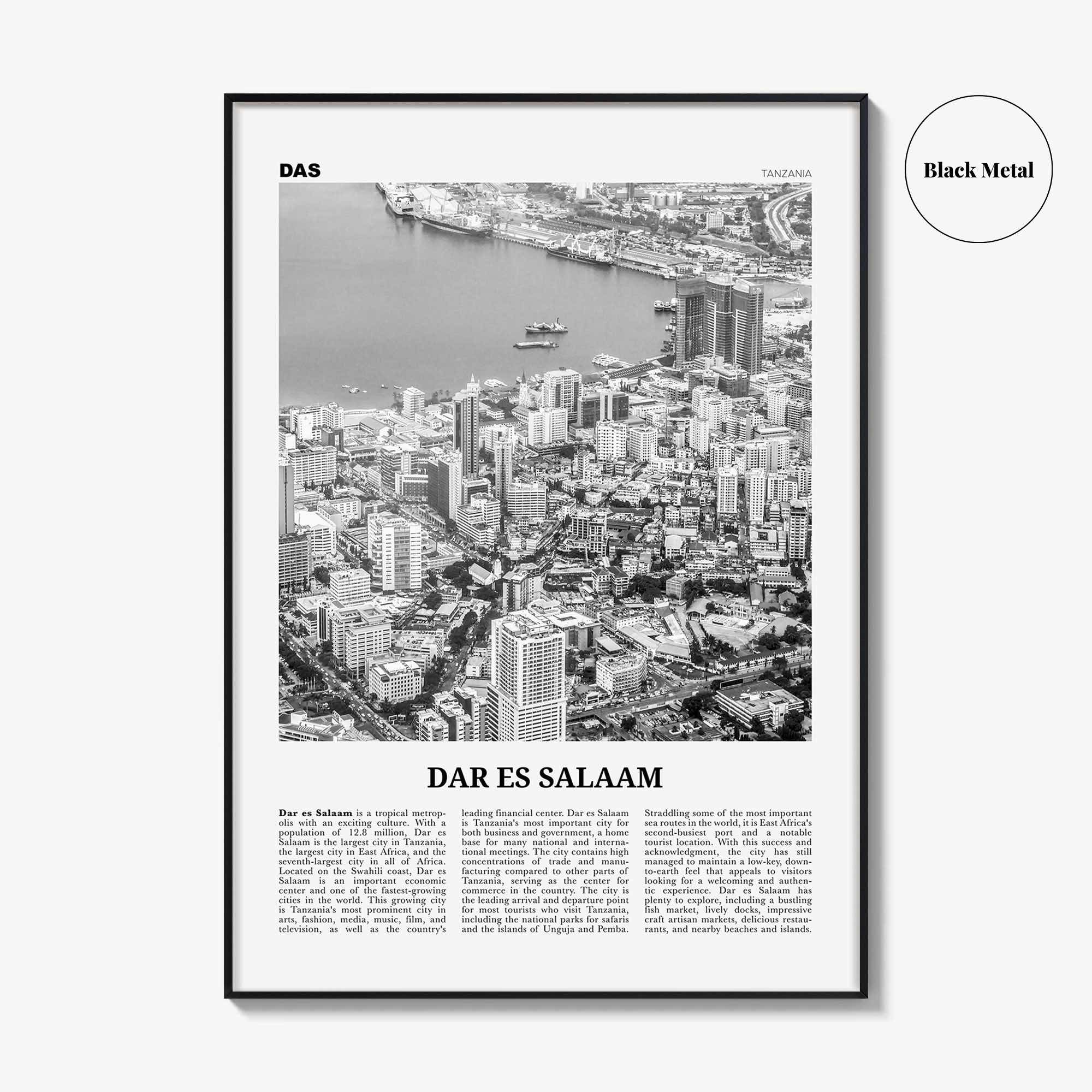 Dar es Salaam Print Black and White, Dar es Salaam Wall Art, Dar es Salaam Poster, Dar es Salaam Photo, Tanzania, Mzizima, Africa