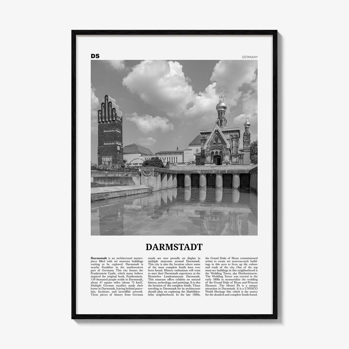 Darmstadt Print Black and White, Darmstadt Wall Art, Darmstadt Poster, Darmstadt Photo, Darmstadt Wall Décor, Darmstadt Map, Germany