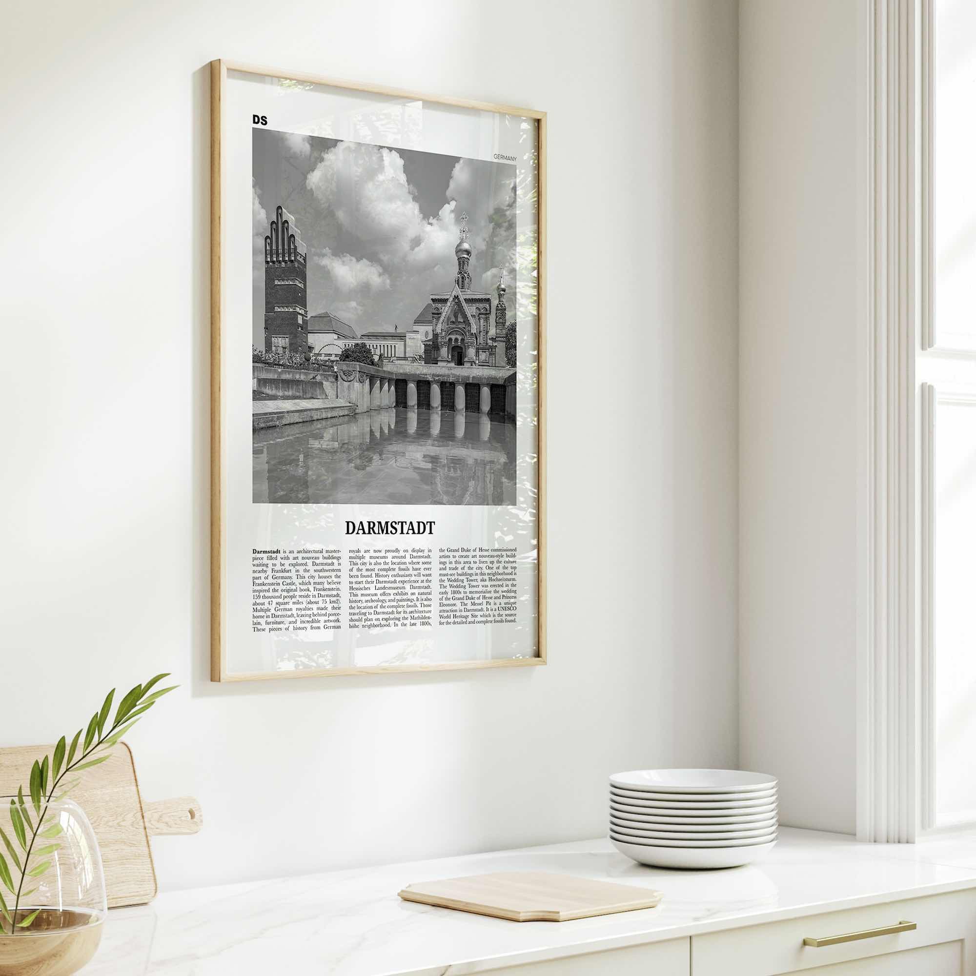 Darmstadt Print Black and White, Darmstadt Wall Art, Darmstadt Poster, Darmstadt Photo, Darmstadt Wall Décor, Darmstadt Map, Germany