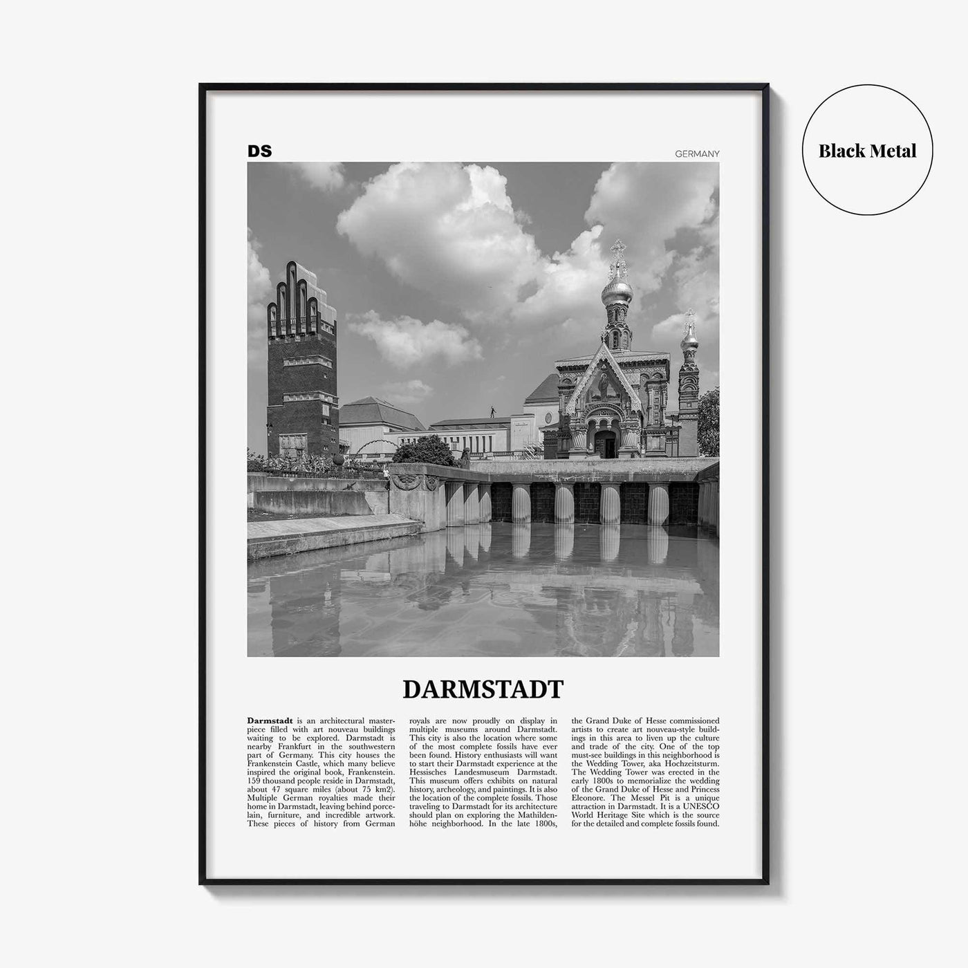 Darmstadt Print Black and White, Darmstadt Wall Art, Darmstadt Poster, Darmstadt Photo, Darmstadt Wall Décor, Darmstadt Map, Germany