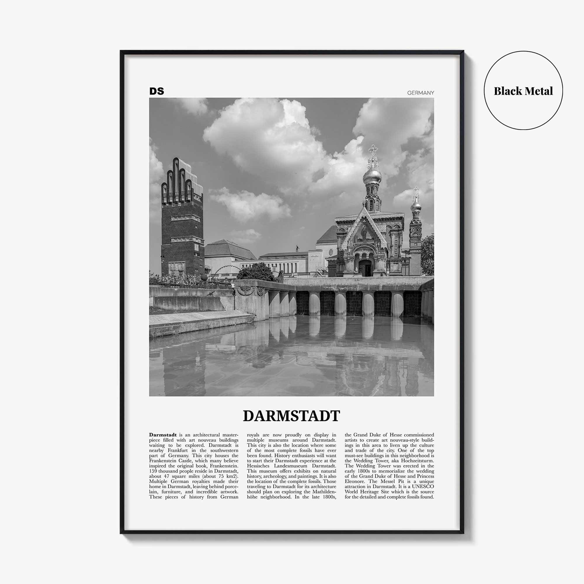 Darmstadt Print Black and White, Darmstadt Wall Art, Darmstadt Poster, Darmstadt Photo, Darmstadt Wall Décor, Darmstadt Map, Germany