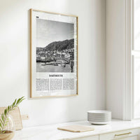 Dartmouth Print Black and White England, Dartmouth Wall Art, Dartmouth Poster, Dartmouth Photo, Dartmouth Décor, Dartmouth Map, UK