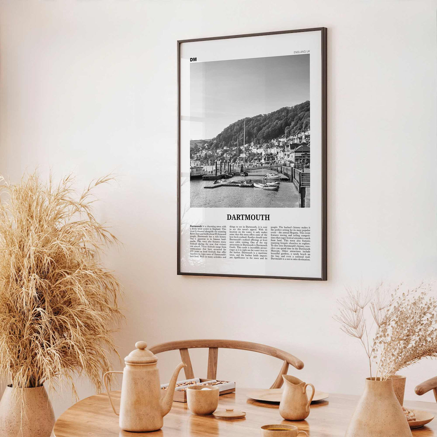 Dartmouth Print Black and White England, Dartmouth Wall Art, Dartmouth Poster, Dartmouth Photo, Dartmouth Décor, Dartmouth Map, UK