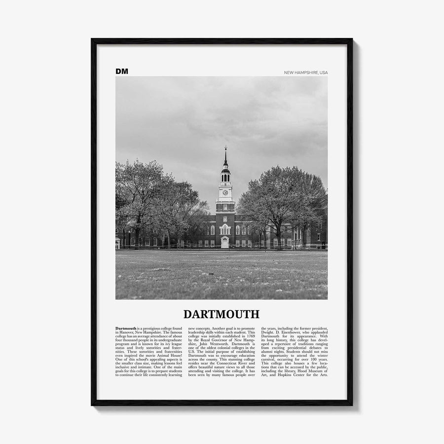 Dartmouth Print Black and White New Hampshire, Dartmouth Wall Art, Dartmouth Poster, Dartmouth Photo, Dartmouth Décor, USA