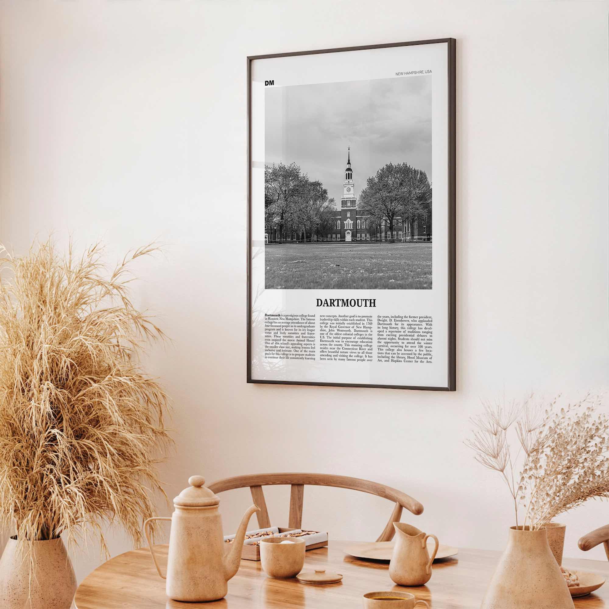 Dartmouth Print Black and White New Hampshire, Dartmouth Wall Art, Dartmouth Poster, Dartmouth Photo, Dartmouth Décor, USA