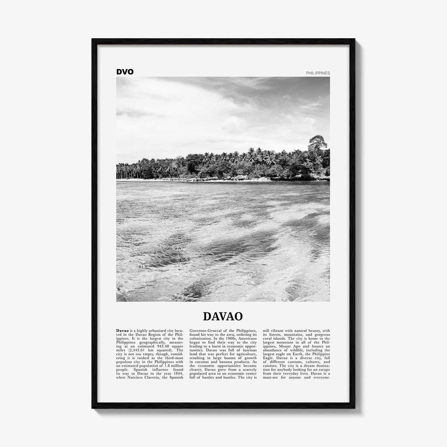 Davao Print Black and White, Davao Wall Art, Davao Poster, Davao Photo, Davao Wall Décor, Dakbayan sa Dabaw, Philippines