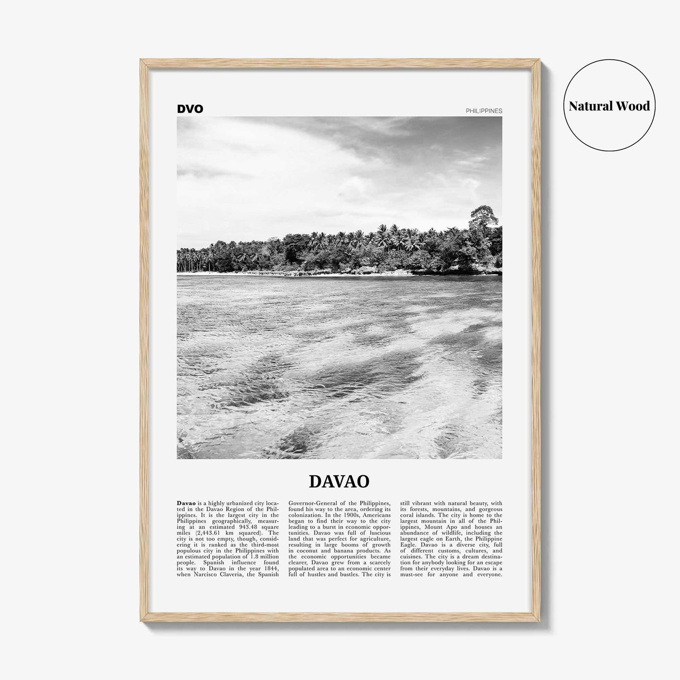 Davao Print Black and White, Davao Wall Art, Davao Poster, Davao Photo, Davao Wall Décor, Dakbayan sa Dabaw, Philippines