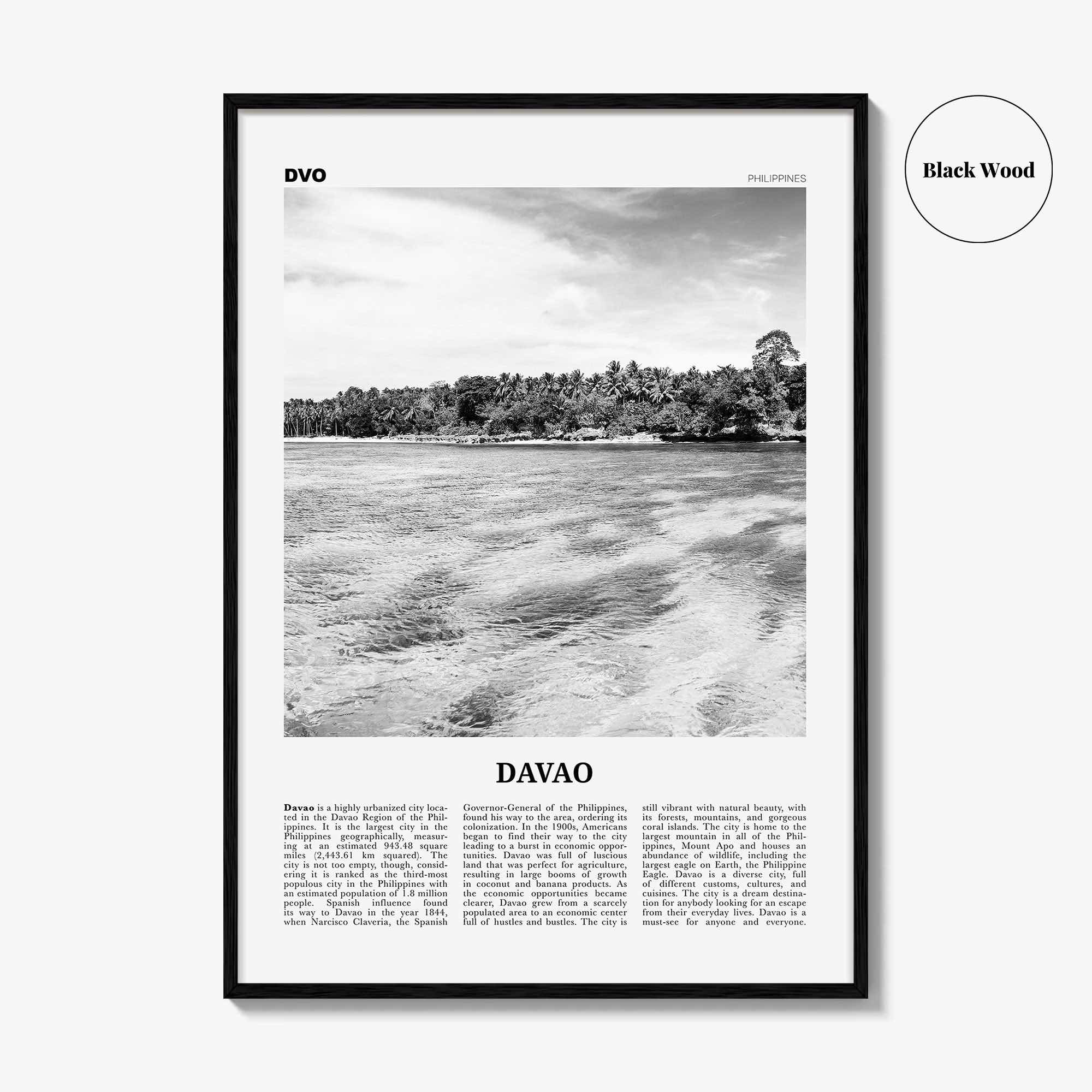 Davao Print Black and White, Davao Wall Art, Davao Poster, Davao Photo, Davao Wall Décor, Dakbayan sa Dabaw, Philippines