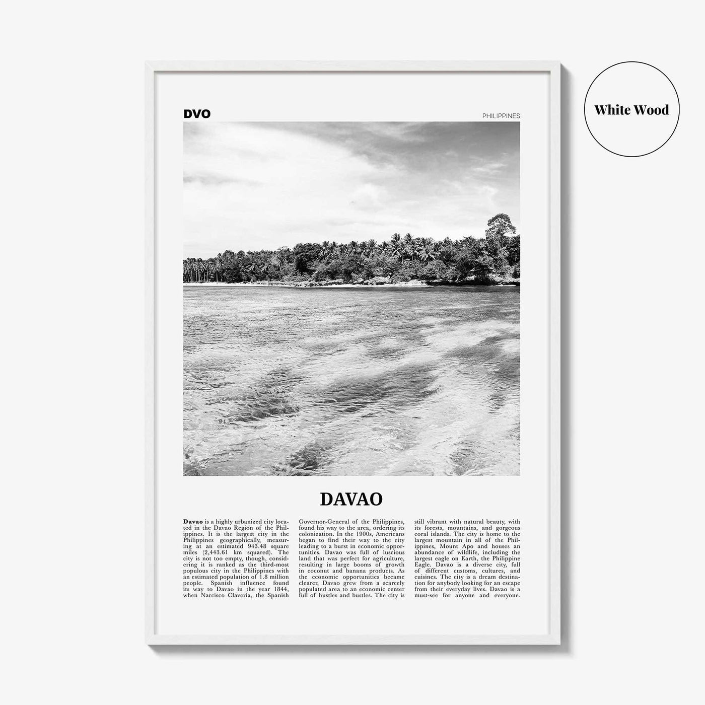 Davao Print Black and White, Davao Wall Art, Davao Poster, Davao Photo, Davao Wall Décor, Dakbayan sa Dabaw, Philippines