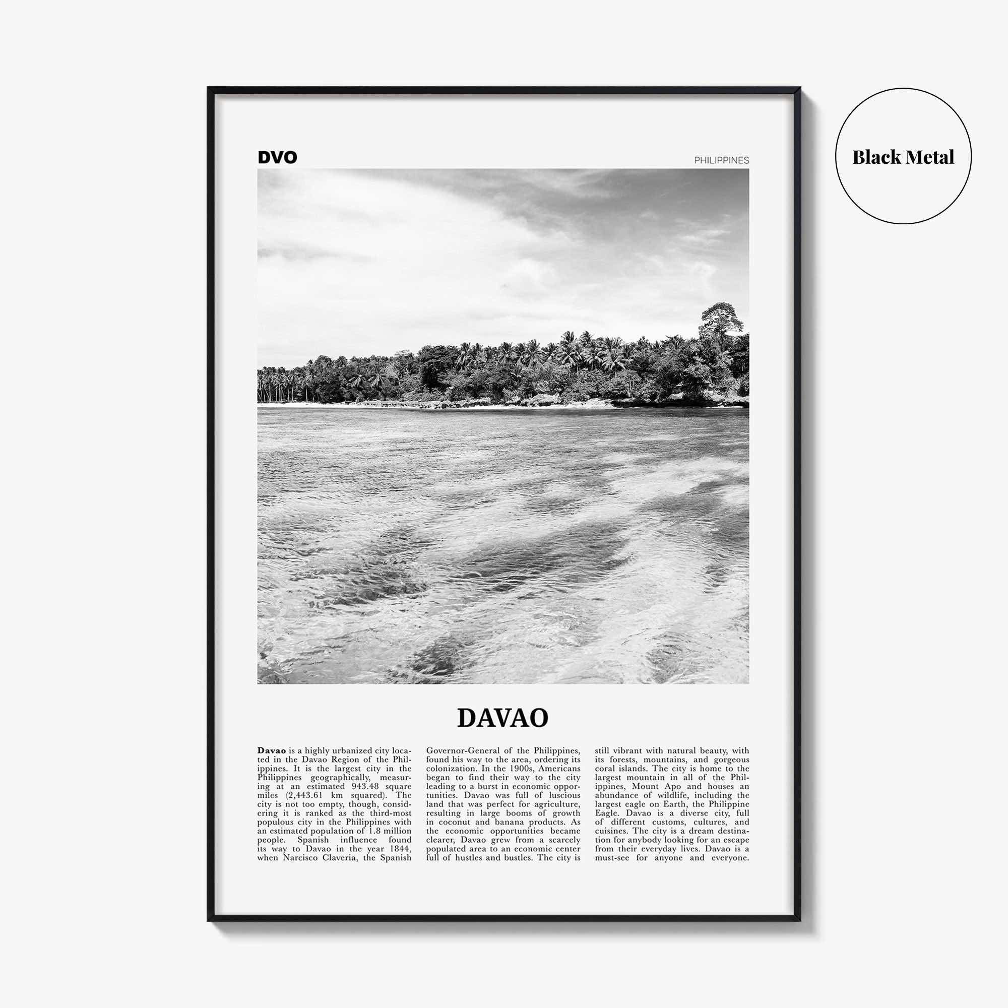 Davao Print Black and White, Davao Wall Art, Davao Poster, Davao Photo, Davao Wall Décor, Dakbayan sa Dabaw, Philippines