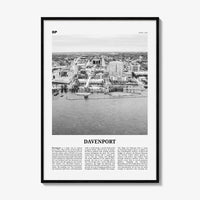 Davenport Print Black and White, Davenport Wall Art, Davenport Poster, Davenport Photo, Davenport Map, Davenport Wall Decor, Iowa, USA
