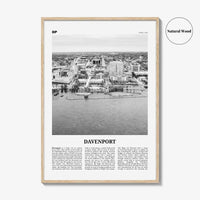 Davenport Print Black and White, Davenport Wall Art, Davenport Poster, Davenport Photo, Davenport Map, Davenport Wall Decor, Iowa, USA