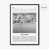 Davenport Print Black and White, Davenport Wall Art, Davenport Poster, Davenport Photo, Davenport Map, Davenport Wall Decor, Iowa, USA