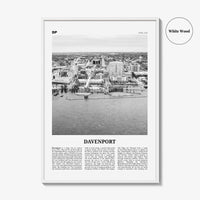 Davenport Print Black and White, Davenport Wall Art, Davenport Poster, Davenport Photo, Davenport Map, Davenport Wall Decor, Iowa, USA