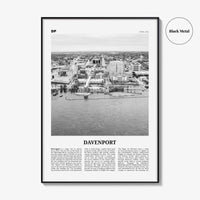 Davenport Print Black and White, Davenport Wall Art, Davenport Poster, Davenport Photo, Davenport Map, Davenport Wall Decor, Iowa, USA