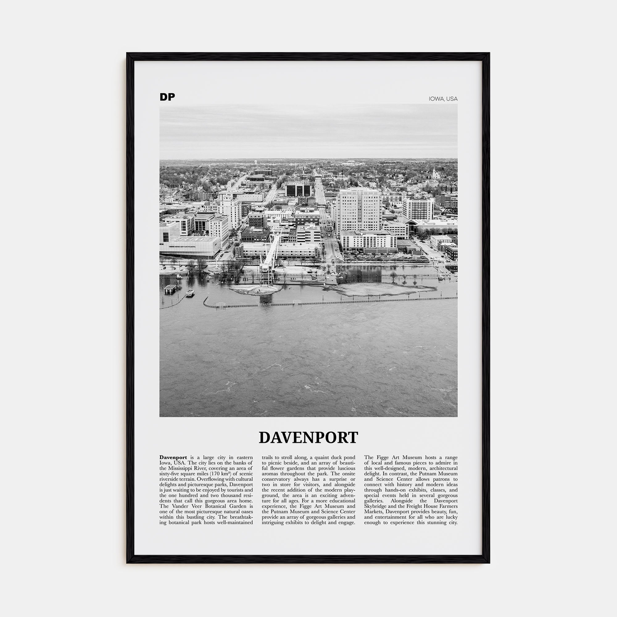Davenport Travel B&W Poster