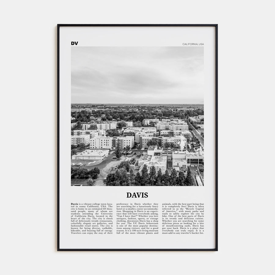 Davis Travel B&W Poster