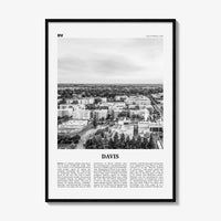 Davis Print Black and White, Davis Wall Art, Davis Poster, Davis Photo, Davis Wall Décor, California, USA, United States