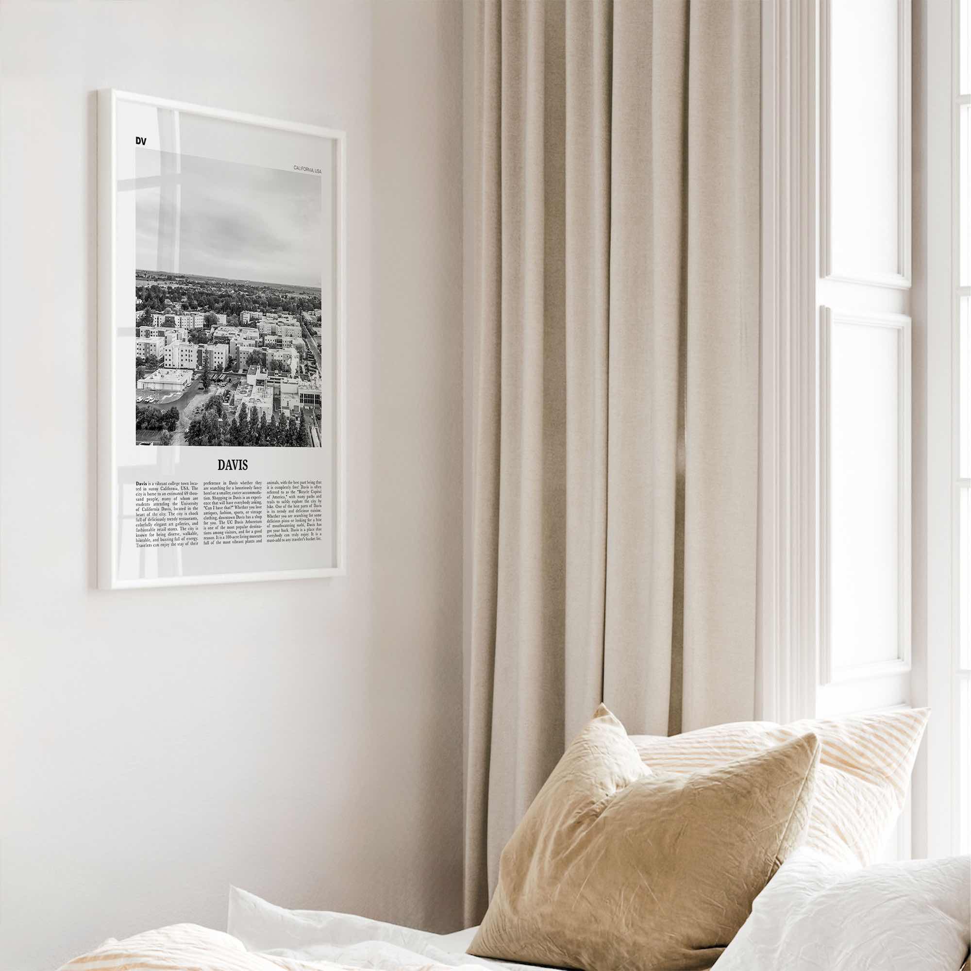 Davis Print Black and White, Davis Wall Art, Davis Poster, Davis Photo, Davis Wall Décor, California, USA, United States