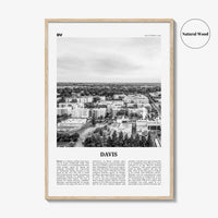 Davis Print Black and White, Davis Wall Art, Davis Poster, Davis Photo, Davis Wall Décor, California, USA, United States