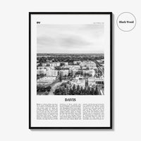 Davis Print Black and White, Davis Wall Art, Davis Poster, Davis Photo, Davis Wall Décor, California, USA, United States