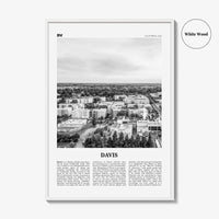 Davis Print Black and White, Davis Wall Art, Davis Poster, Davis Photo, Davis Wall Décor, California, USA, United States