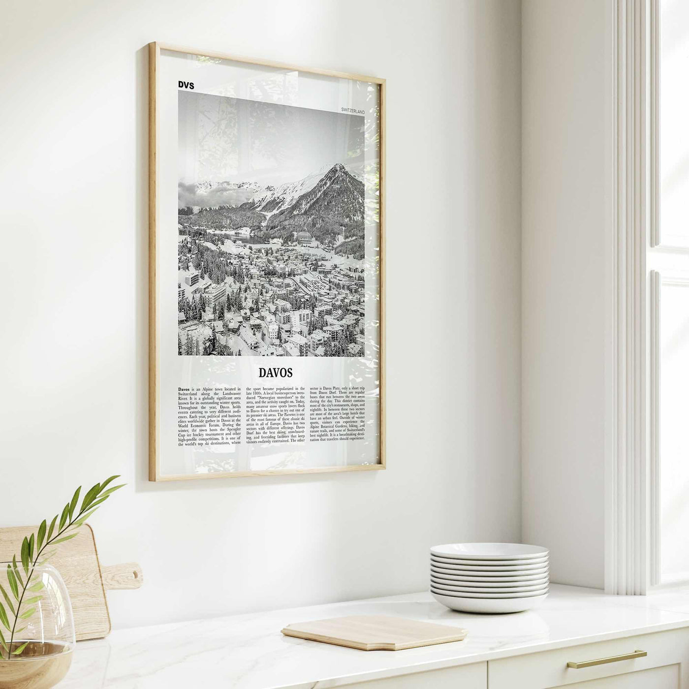 Davos Print Black and White, Davos Wall Art, Davos Poster, Davos Photo, Davos Wall Décor, Tavau, Switzerland, Graubünden