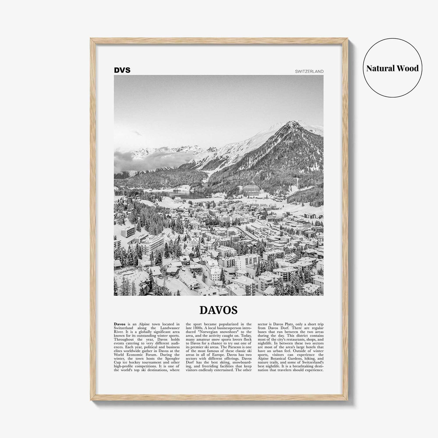 Davos Print Black and White, Davos Wall Art, Davos Poster, Davos Photo, Davos Wall Décor, Tavau, Switzerland, Graubünden