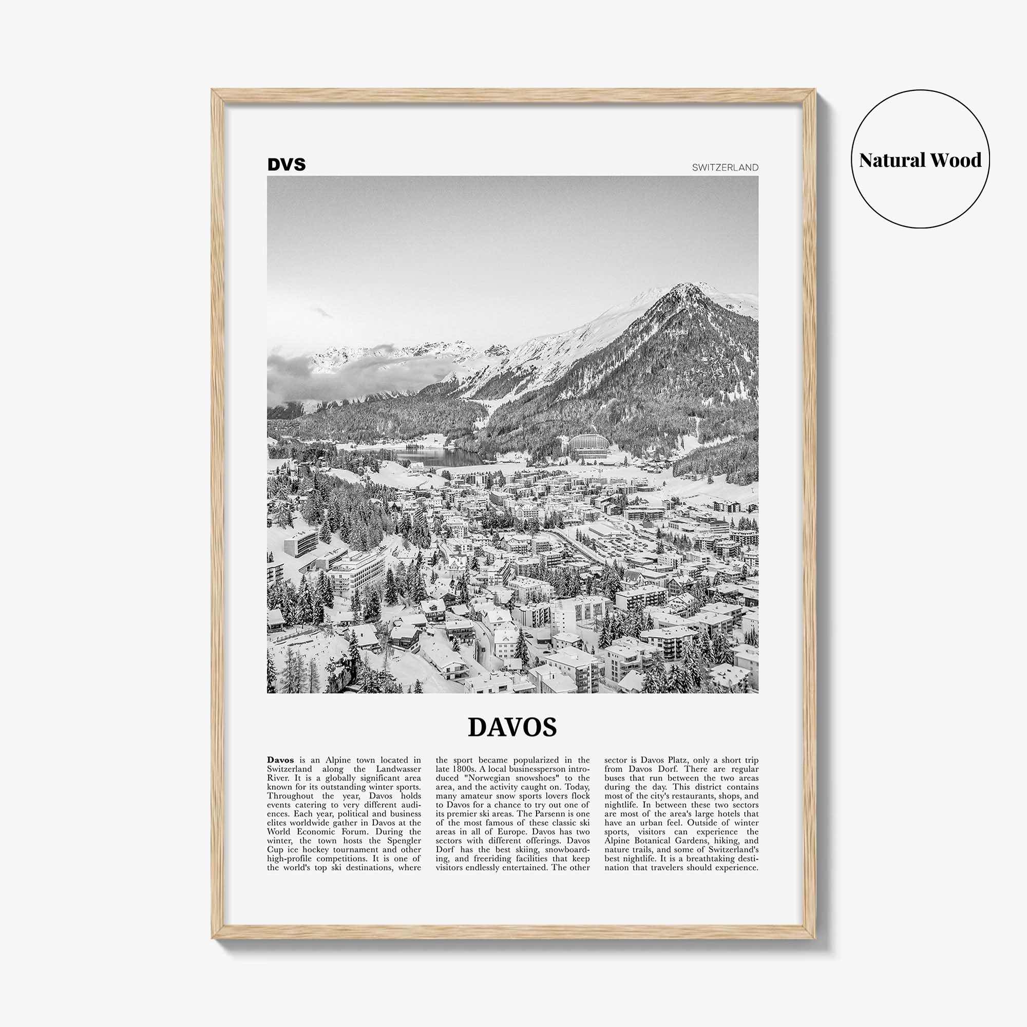 Davos Print Black and White, Davos Wall Art, Davos Poster, Davos Photo, Davos Wall Décor, Tavau, Switzerland, Graubünden