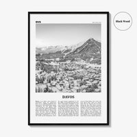 Davos Print Black and White, Davos Wall Art, Davos Poster, Davos Photo, Davos Wall Décor, Tavau, Switzerland, Graubünden