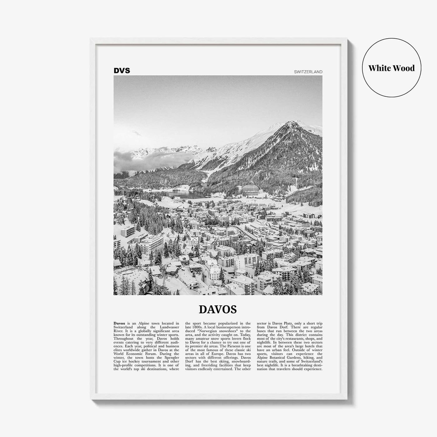 Davos Print Black and White, Davos Wall Art, Davos Poster, Davos Photo, Davos Wall Décor, Tavau, Switzerland, Graubünden