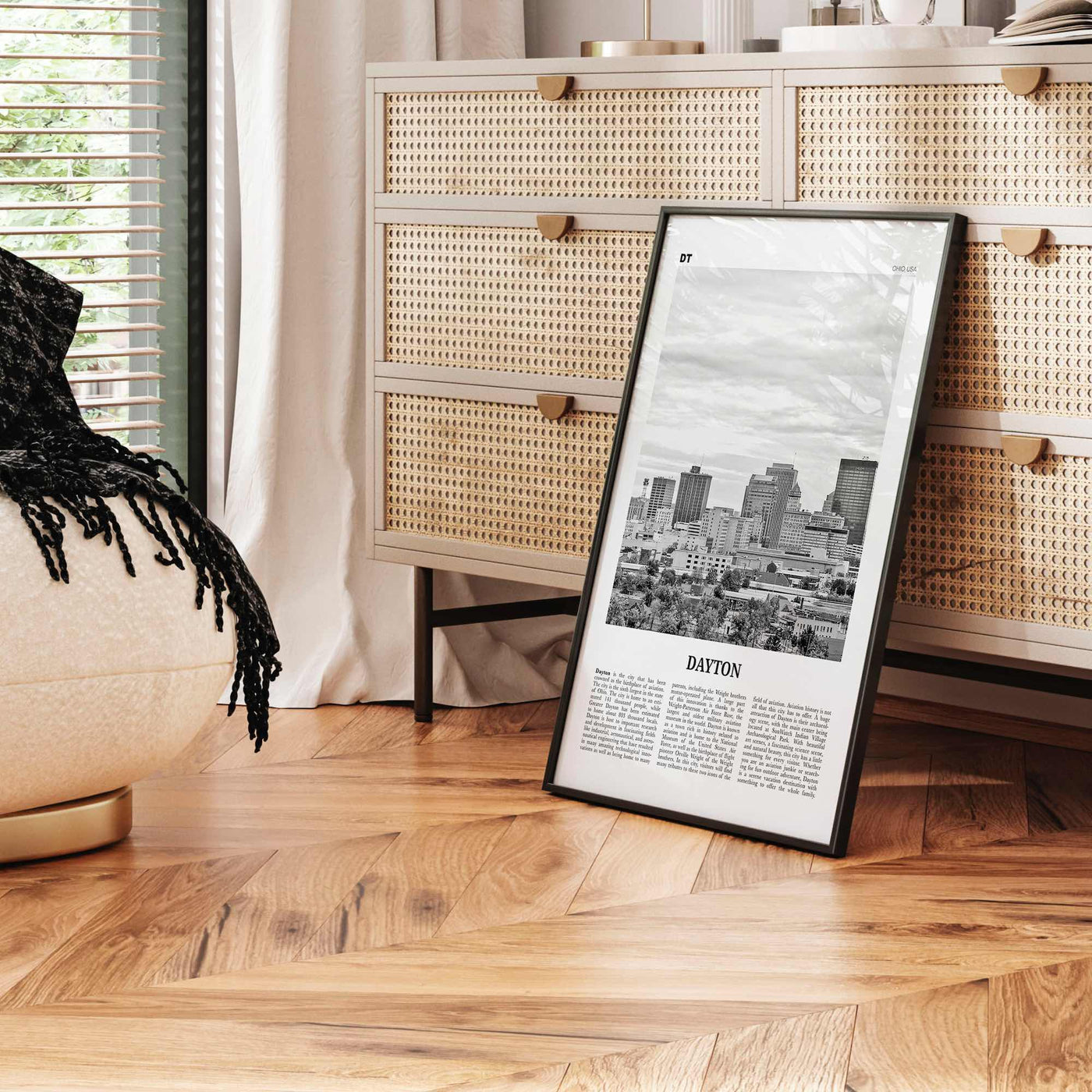 Dayton Print Black and White, Dayton Wall Art, Dayton Poster, Dayton Photo, Dayton Wall Décor, Ohio, USA, United States, North America