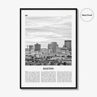 Dayton Print Black and White, Dayton Wall Art, Dayton Poster, Dayton Photo, Dayton Wall Décor, Ohio, USA, United States, North America