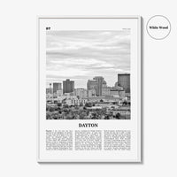 Dayton Print Black and White, Dayton Wall Art, Dayton Poster, Dayton Photo, Dayton Wall Décor, Ohio, USA, United States, North America