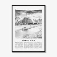 Daytona Beach Print Black and White, Daytona Beach Wall Art, Daytona Beach Poster, Daytona Beach Photo, Daytona Beach Map, Florida, USA