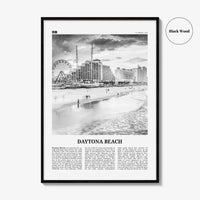 Daytona Beach Print Black and White, Daytona Beach Wall Art, Daytona Beach Poster, Daytona Beach Photo, Daytona Beach Map, Florida, USA