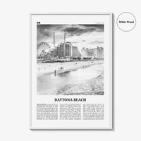Daytona Beach Print Black and White, Daytona Beach Wall Art, Daytona Beach Poster, Daytona Beach Photo, Daytona Beach Map, Florida, USA