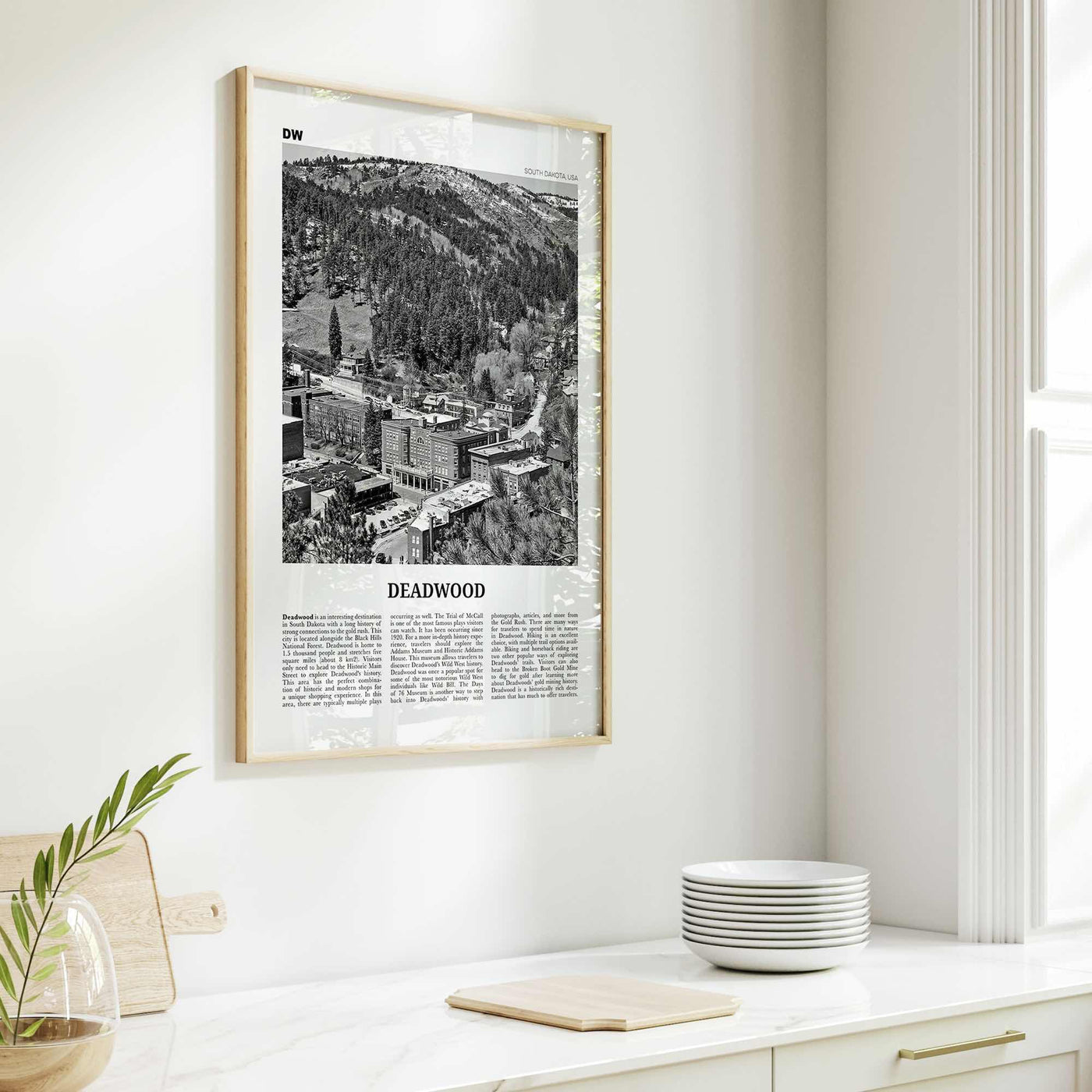 Deadwood Print Black and White, Deadwood Wall Art, Deadwood Poster, Deadwood Photo, Deadwood Wall Décor, Deadwood Map, South Dakota, USA