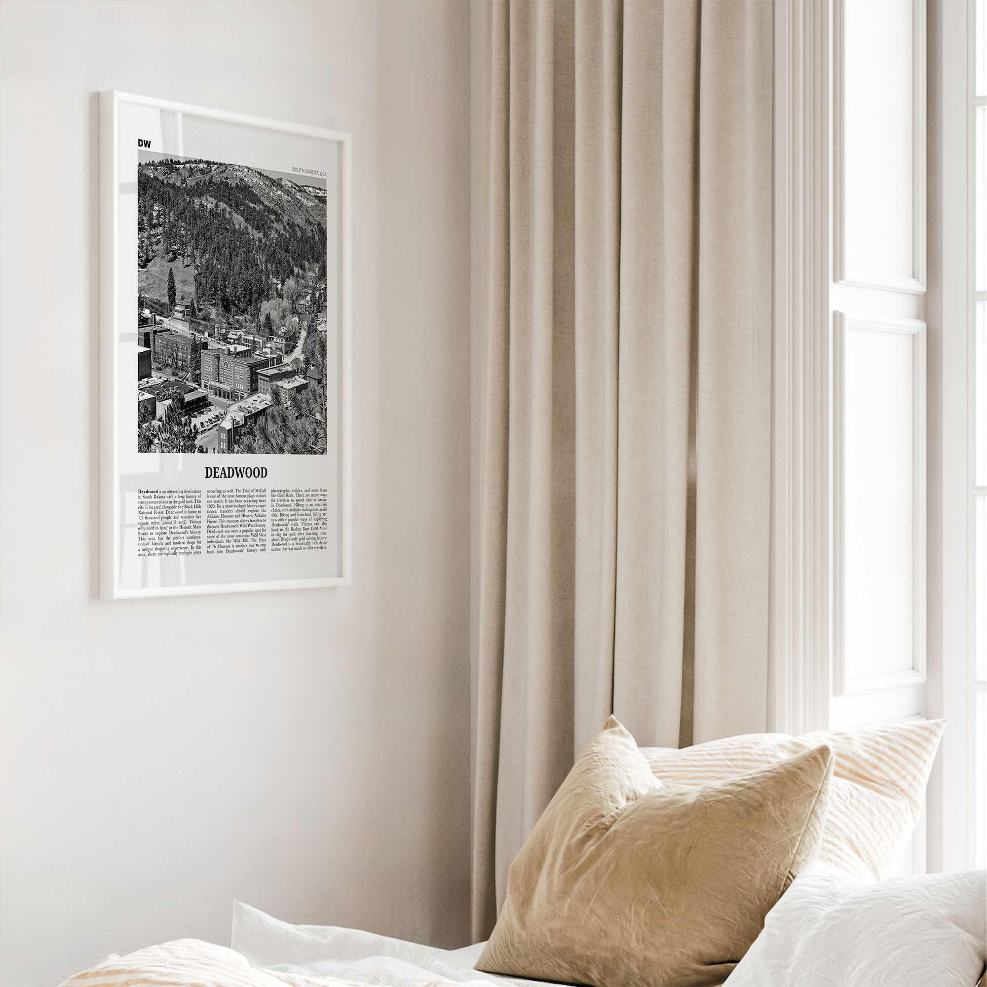 Deadwood Print Black and White, Deadwood Wall Art, Deadwood Poster, Deadwood Photo, Deadwood Wall Décor, Deadwood Map, South Dakota, USA