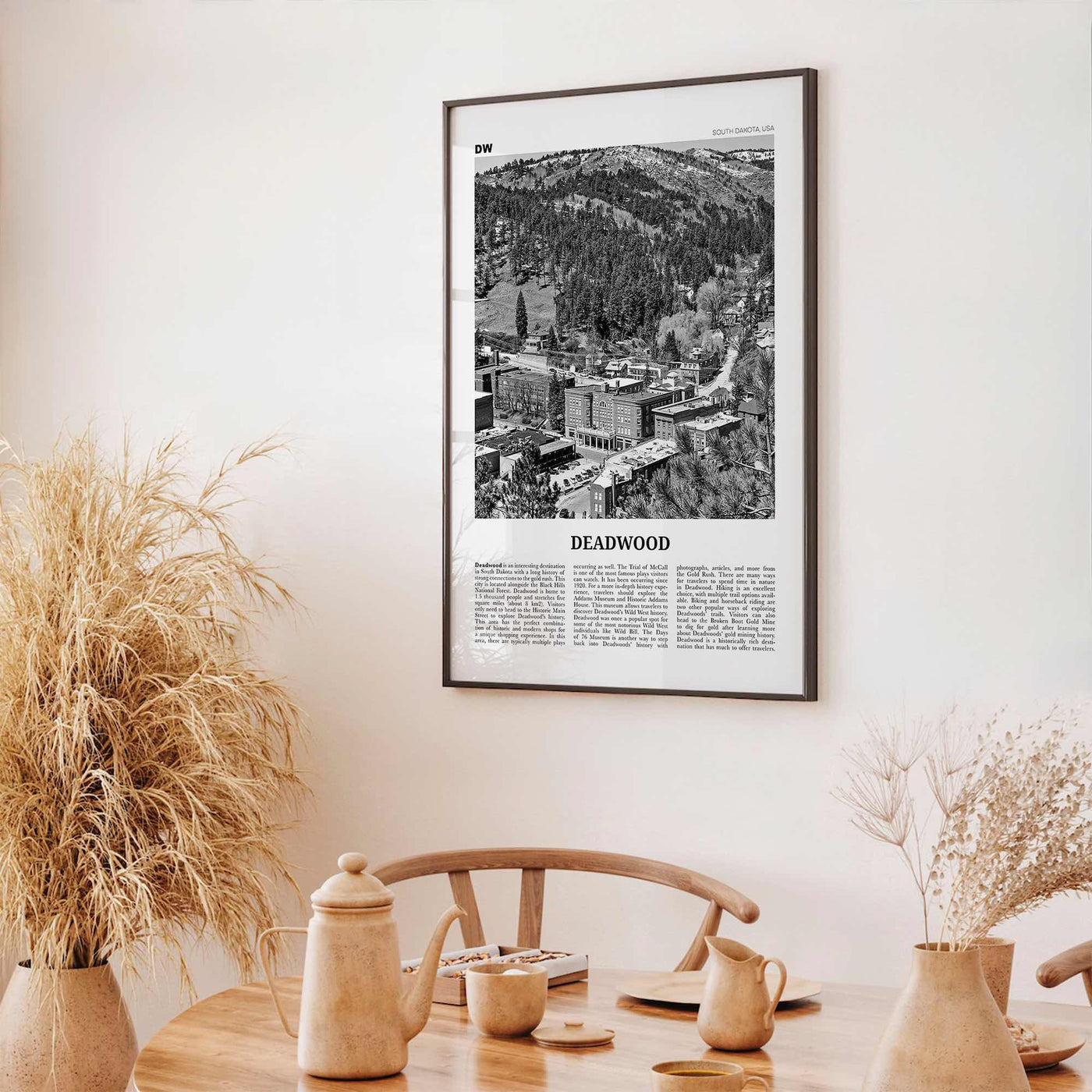 Deadwood Print Black and White, Deadwood Wall Art, Deadwood Poster, Deadwood Photo, Deadwood Wall Décor, Deadwood Map, South Dakota, USA