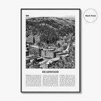 Deadwood Print Black and White, Deadwood Wall Art, Deadwood Poster, Deadwood Photo, Deadwood Wall Décor, Deadwood Map, South Dakota, USA
