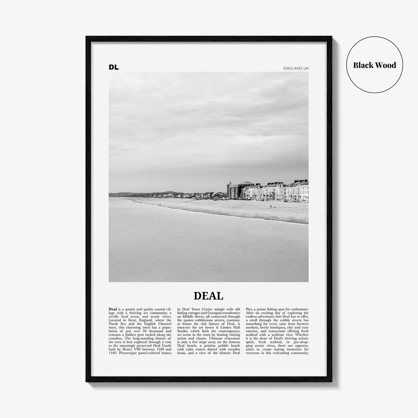 Deal Print Black and White, Deal Wall Art, Deal Poster, Deal Photo, Deal Wall Décor, England, UK, United Kingdom, Dover, Kent