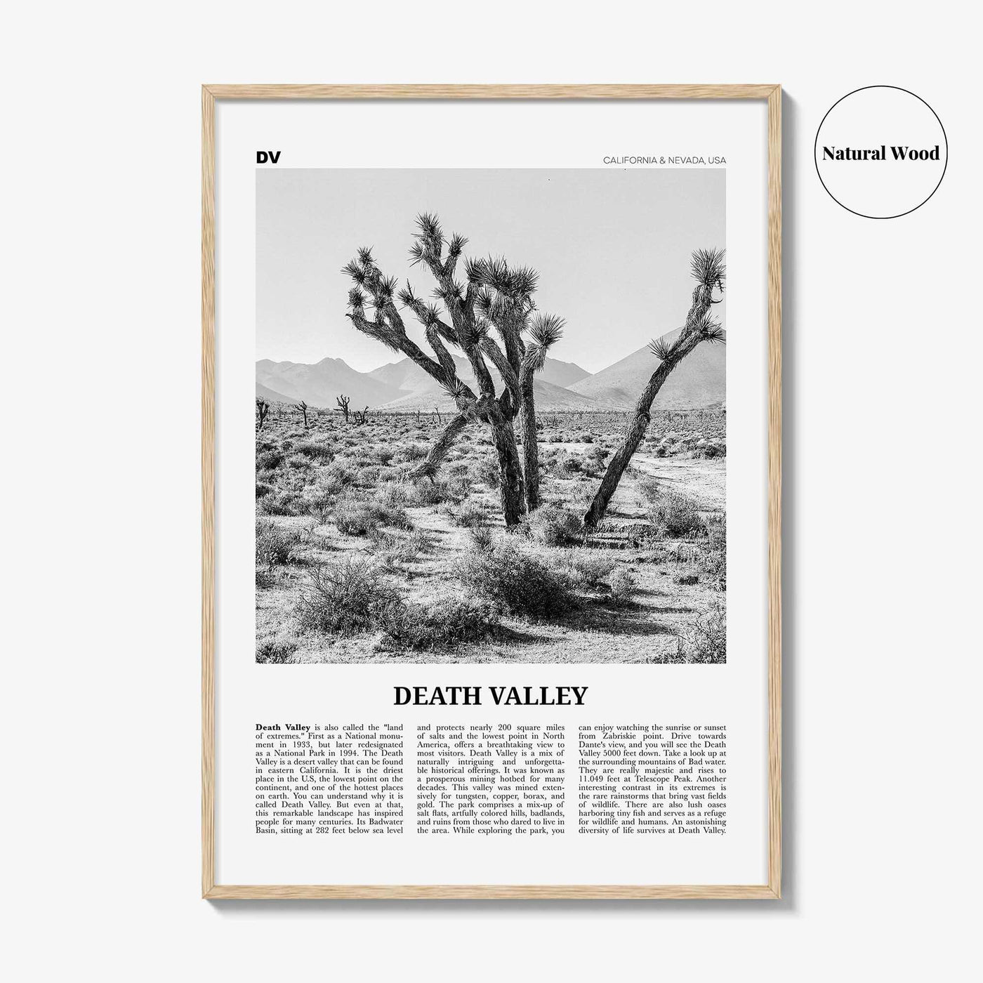 Death Valley Print Black and White No 1, Death Valley Wall Art, Death Valley Poster, Death Valley Photo, California, Nevada, USA