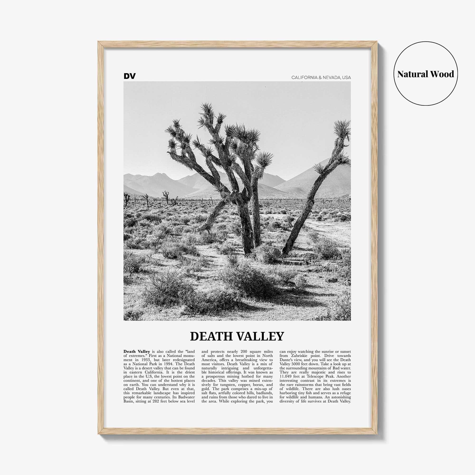 Death Valley Print Black and White No 1, Death Valley Wall Art, Death Valley Poster, Death Valley Photo, California, Nevada, USA