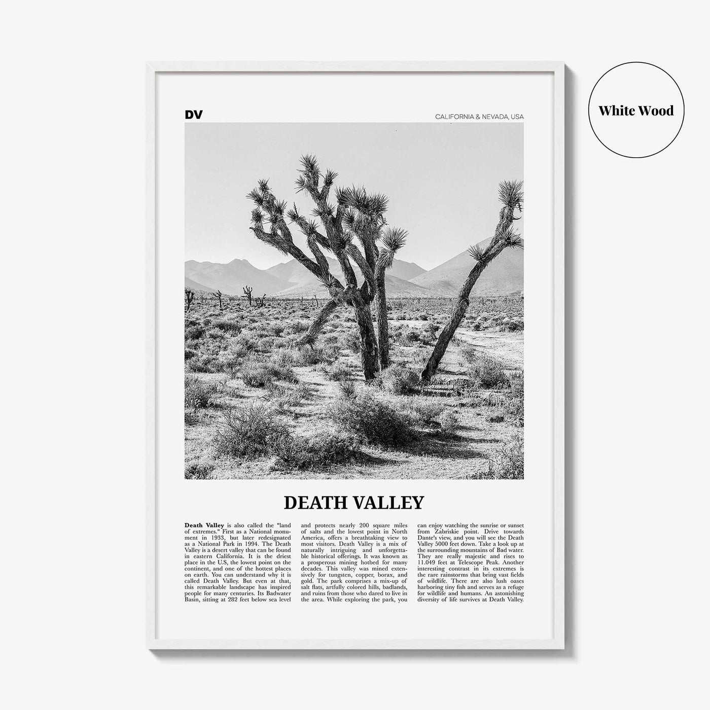 Death Valley Print Black and White No 1, Death Valley Wall Art, Death Valley Poster, Death Valley Photo, California, Nevada, USA