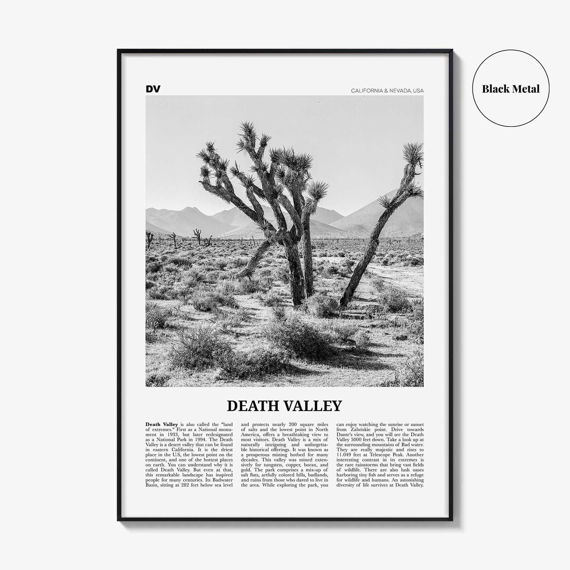 Death Valley Print Black and White No 1, Death Valley Wall Art, Death Valley Poster, Death Valley Photo, California, Nevada, USA